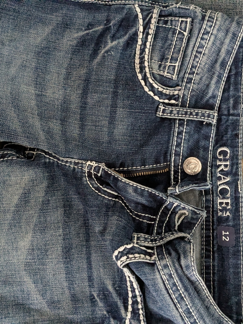Grace in LA Girl's Dark Blue Washed Jeans